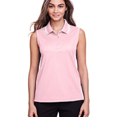 CrownLux Performance® Ladies' Plaited Tipped Sleeveless Polo Thumbnail